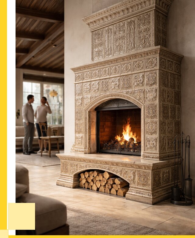 Купить изразцовый камин в Черняховске от 262000 р. | ЭриданЧрх