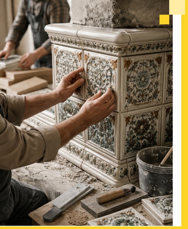 Изразцовые камины под ключ в Черняховске: проект и монтаж