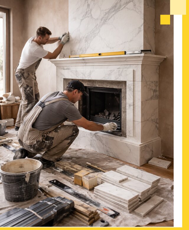 Отделка каминов в Черняховске качественные облицовочные работы