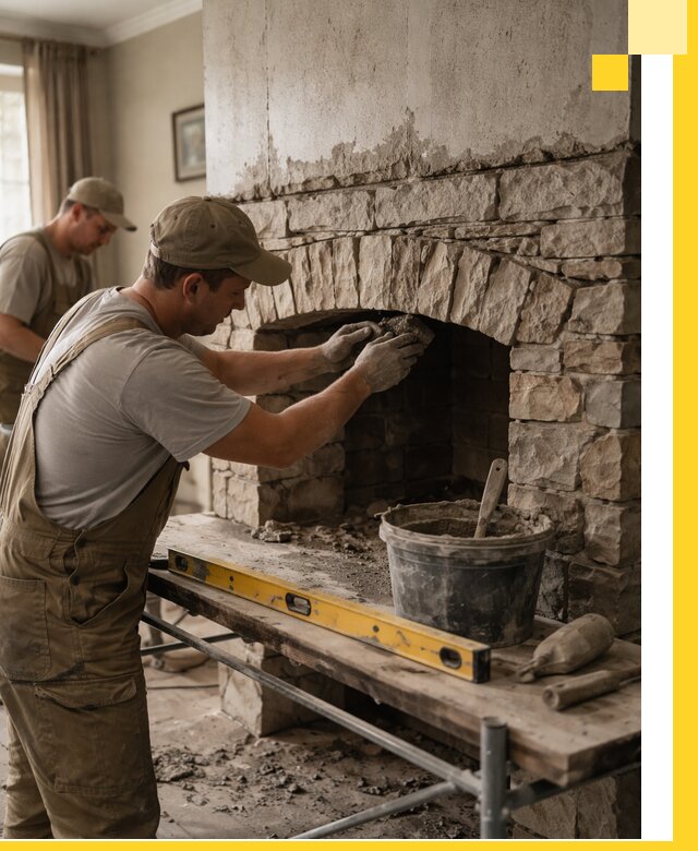 Изготовление каминов под ключ в Черняховске, монтаж и отделка