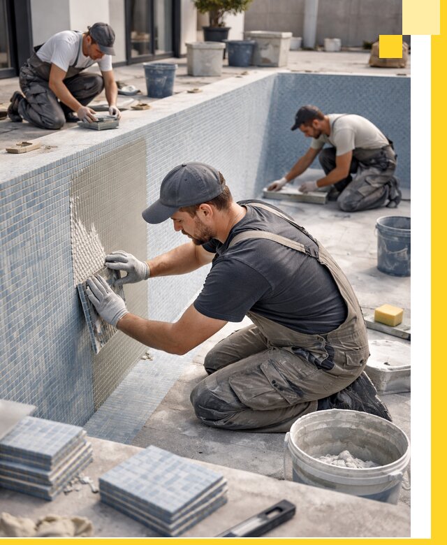 Облицовка бассейнов в Черняховске плитка мозаика гидроизоляция