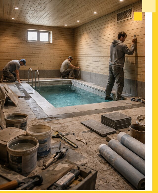 Строительство бани с бассейном и сауной под ключ в Черняховске