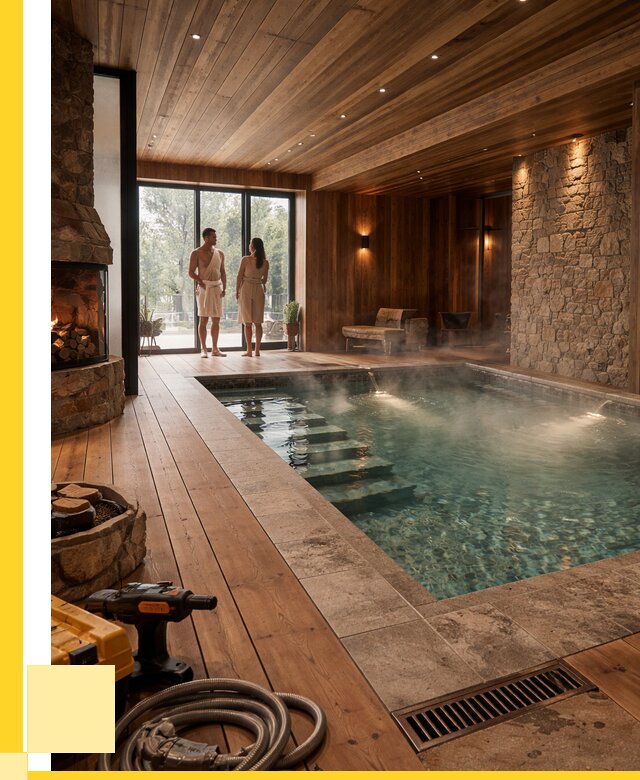 Проекты бань с бассейном под ключ в Черняховске от 78600 р., ЭриданЧрх