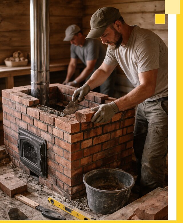 Кирпичные печи для бани под ключ в Черняховске, проект и монтаж