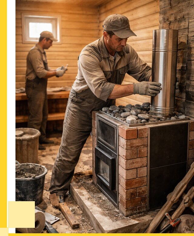 Монтаж печи в бане под ключ в Черняховске от 20960 р. | ЭриданЧрх