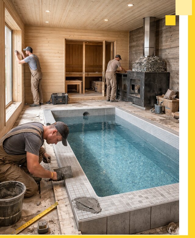 Проект бани с бассейном и сауной в Черняховске под ключ