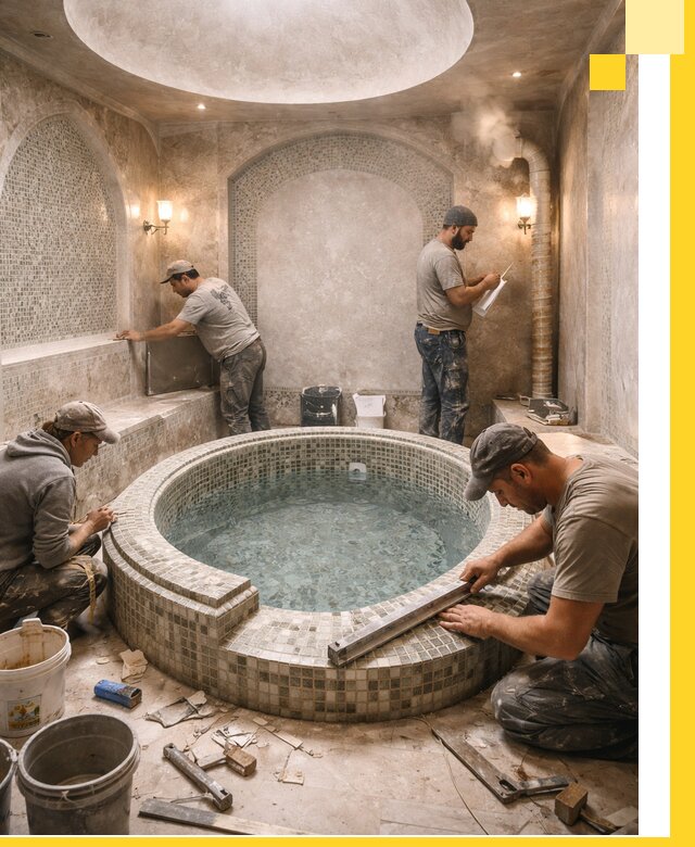 Профессиональное строительство хамама с бассейном в Черняховске под ключ