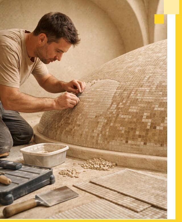 Профессиональная укладка мозаики для хамама под ключ в Черняховске