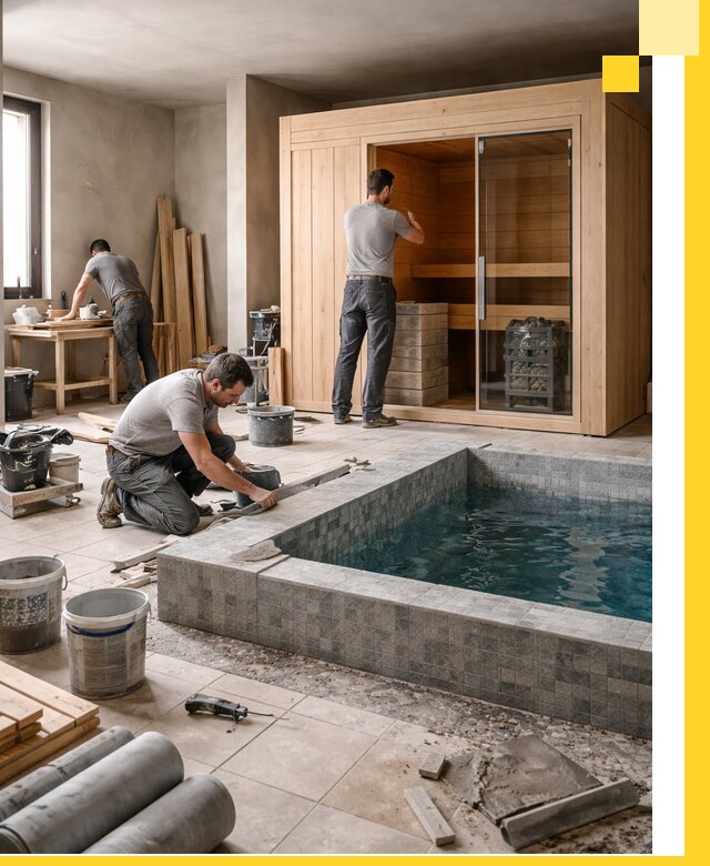 SPA зоны под ключ с бассейном сауной и печью в Черняховске